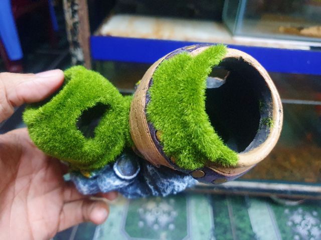 CẢNH LU PHỦ RÊU TRANG TRÍ HỒ CÁ NON BỘ 13X7X10CM