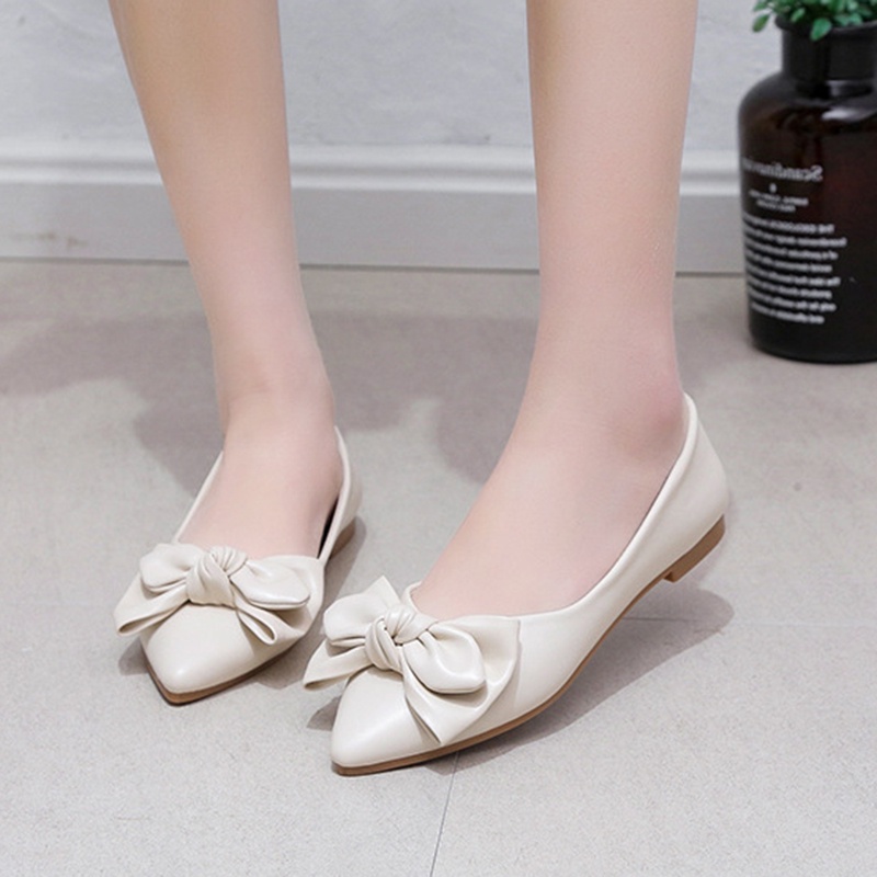 Giày búp bê IELGY da pu thắt nơ xinh xắn thời trang công sở cho bạn gái