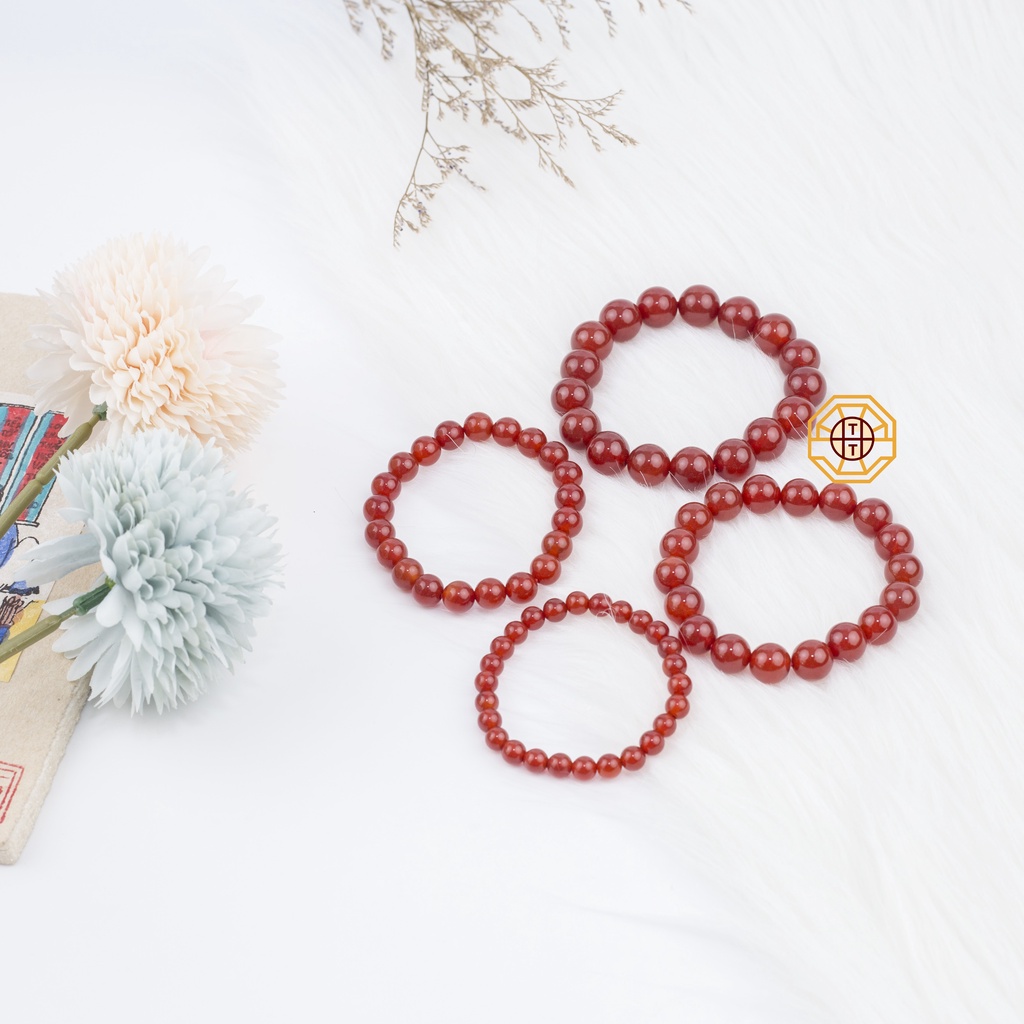 Vòng tay phong thủy đá MNao Đỏ [TẶNG HỘP GỖ CAO CẤP] may mắn tài lộc nam nữ mệnh Hỏa Thổ - Phong Thủy Tây Tạng