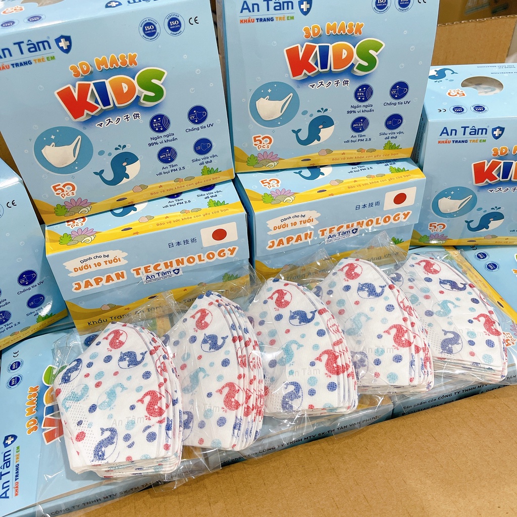 Khẩu trang 3D Yuki trẻ em hộp 50 cái cao cấp