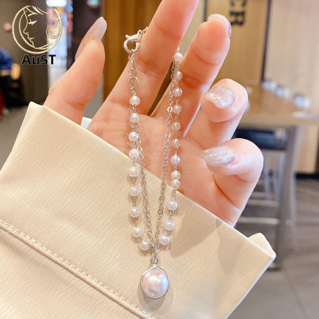 Vòng Cổ Hai Lớp Đính Ngọc Trai Nhân Tạo Thanh Lịch Dành Cho Nữ