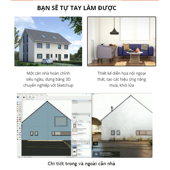 Toàn quốc- [Evoucher] Học trọn bộ 5 công cụ thiết kế kiến trúc :Sketchup,Vray,3DS MAX,Autocad, Render Revit thành thạo