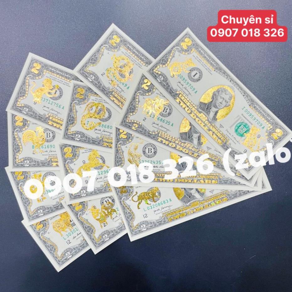 Tờ 2 Đô, 2 USD In Hình 12 Con Giáp Mạ Vàng 3D Kỷ Niệm Làm Quà Tặng, Sưu Tầm, Trang Trí để bóp ví ốp lưng điện thoại