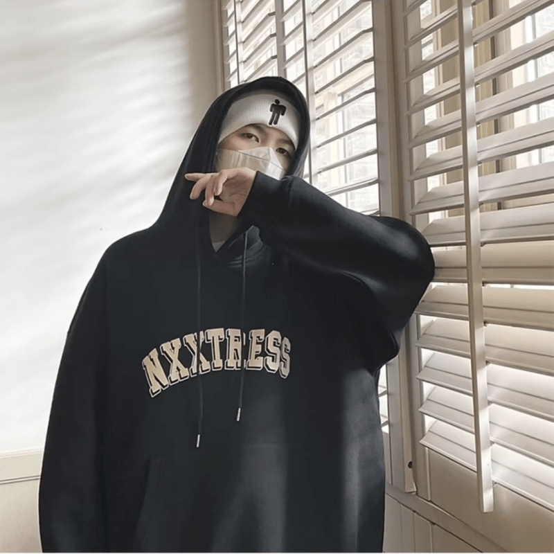 Áo hoodie Dáng Rộng In Chữ Phong Cách Hàn Quốc Thời Trang Chất Lượng Cao size M-5XL Dành Cho Nam