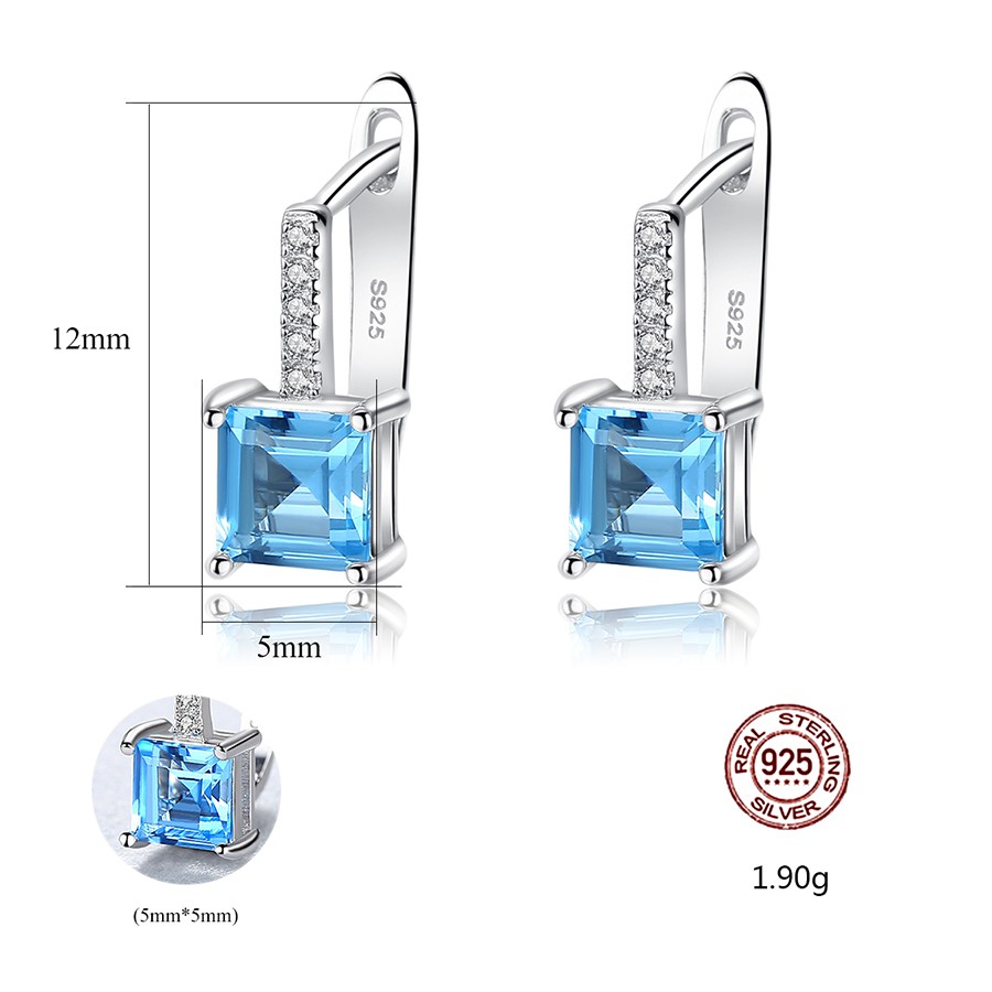 Bông Tai Bạc Nữ Cao Cấp Đính Đá Màu Xanh Dương Đẹp Dành Riêng Cho Nữ B2411-Bảo Ngọc Jewelry