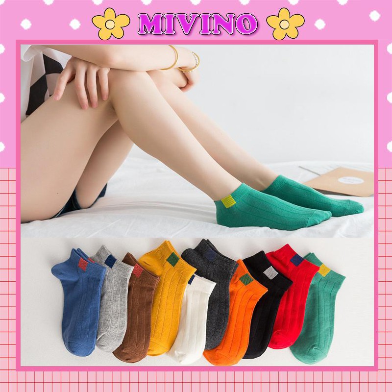 Tất cổ ngắn Mivino vớ nữ hàn quốc nhiều màu vintage đơn giản TN03