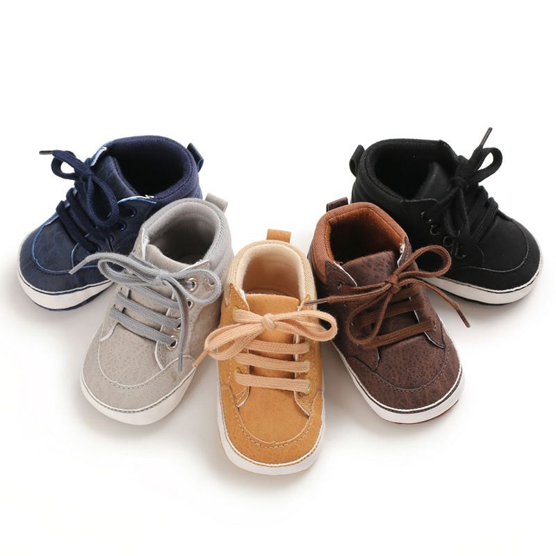 Giày tập đi cho bé Mialy Kids (0-15 tháng) - đế mềm chống trượt dáng thể thao 3 màu ghi, xanh than, be nâu