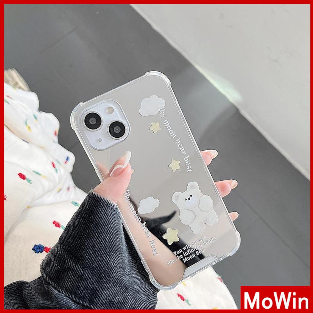 iPhone Case Acrylic Mirror Airbag Shockproof Protection Camera Cloud Cute Bear Compatible with iPhone 11 iPhone 13 Pro Max iPhone 12 Pro Max iPhone 7 Plus iPhone xr