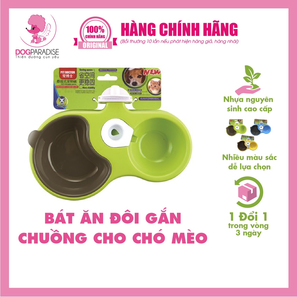 Bát Ăn Đôi Gắn Chuồng có chỗ gắn bình nước PIAN PIAN - Dog Paradise