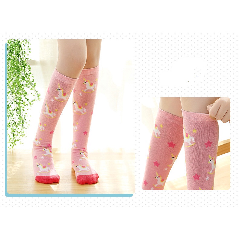 Vớ Cotton Họa Tiết Sọc Hoạt Hình Cho Bé Gái