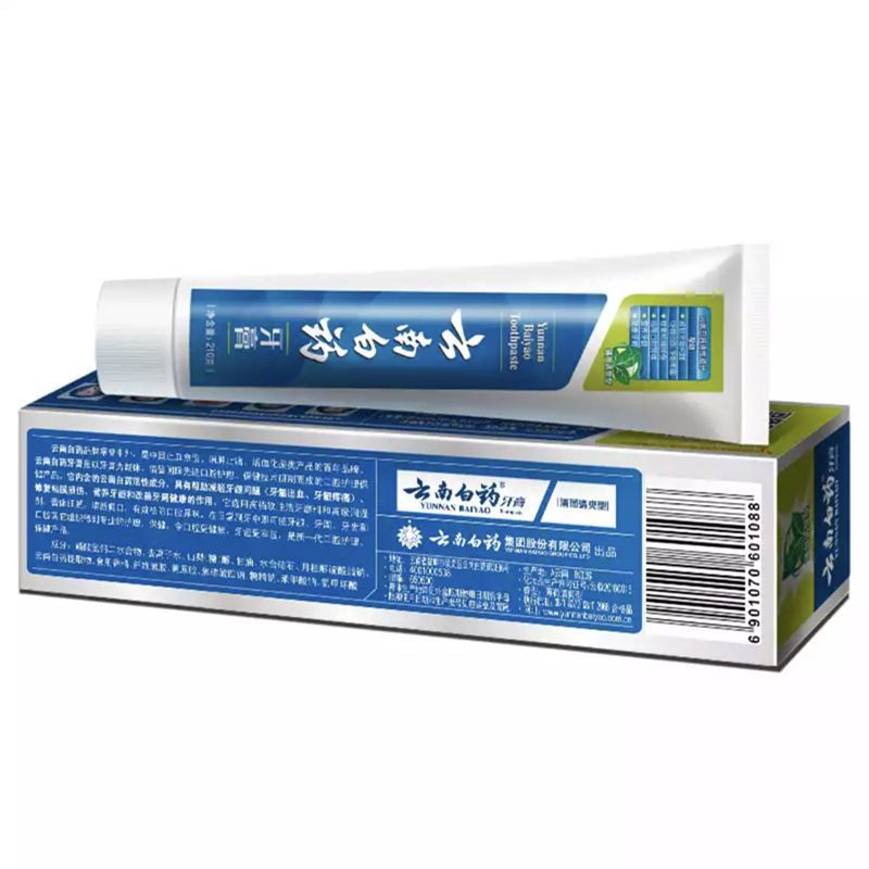 ┅✥Vân Nam Baiyao Mint Toothpaste Spearmint Whitening Fresh Breath Cải thiện Chảy máu nướu răng Gói Gia đình Giá cả phải