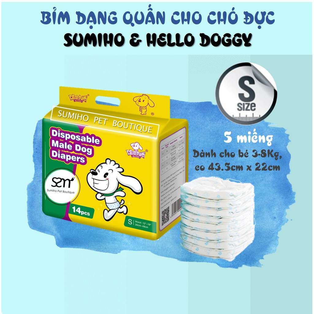 5 cái Bỉm cho chó mèo đực Sumiho công nghệ Ý (nhiều Size) tã bỉm cho chó mèo thú cưng