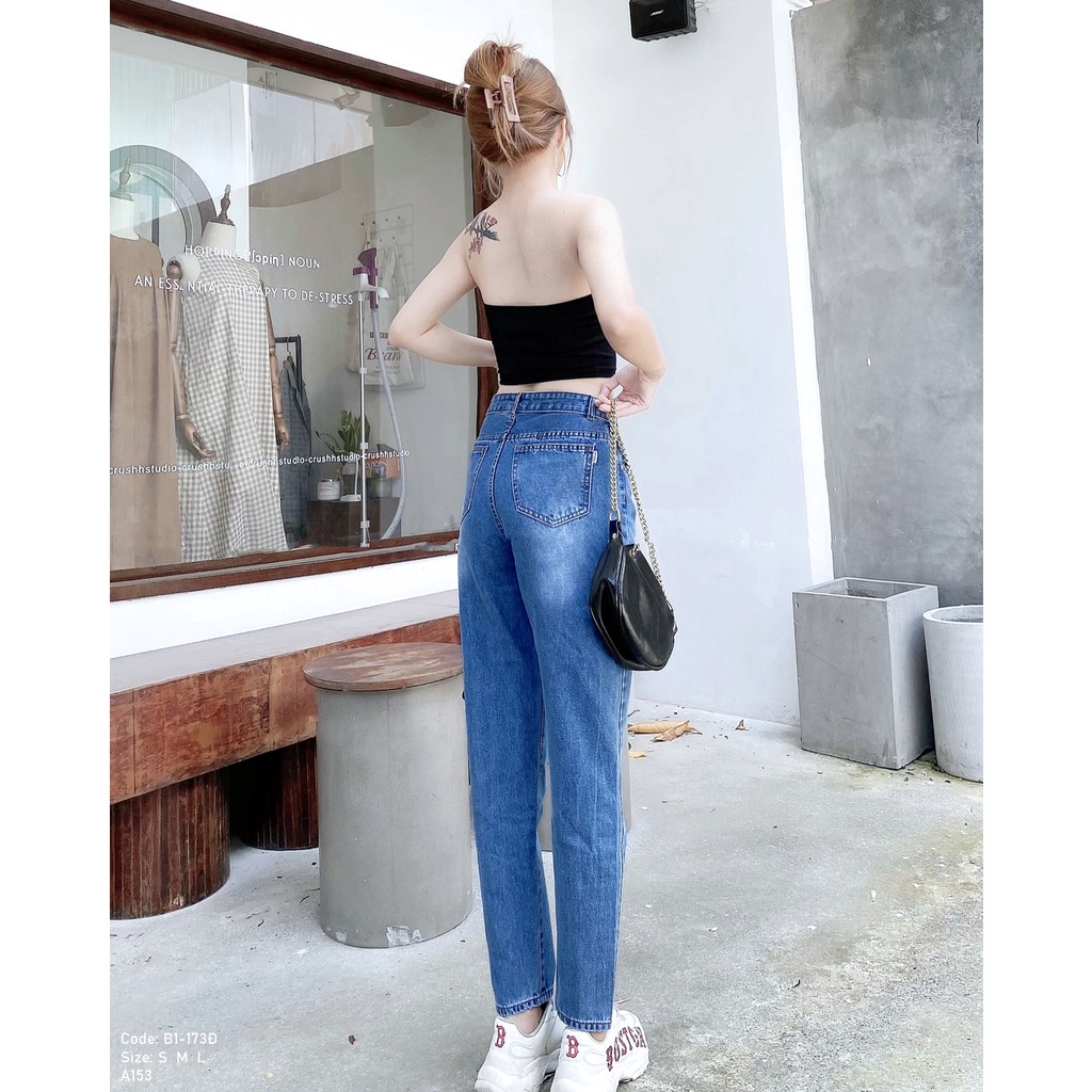 Quần baggy bò nữ Kpboutique✔️ Màu xanh đậm Fom quần tôn dáng dễ mặc phù hợp với nhiều dáng người✔️ Cam kết đổi trả hàng