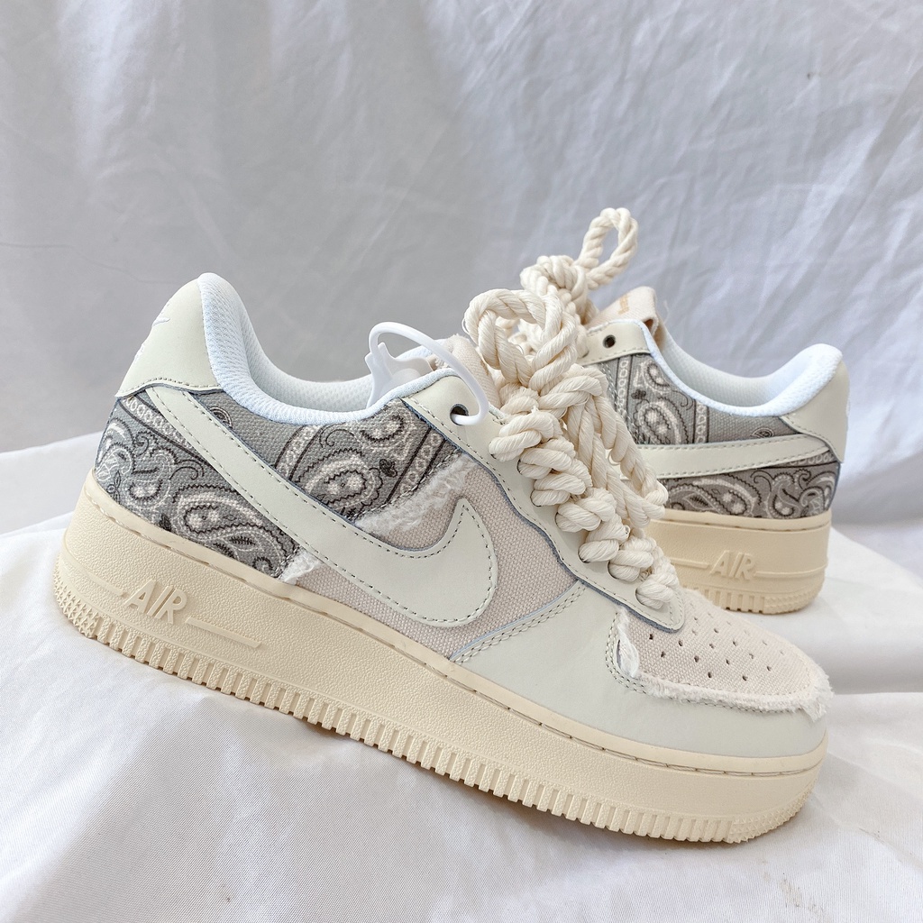 Giày thể thao Nike AF1 cavans Tu Big Bang dây thừng, Giày air force 1 dây trạc thổ cẩm phối độc lạ nam nữ hot trend 2022
