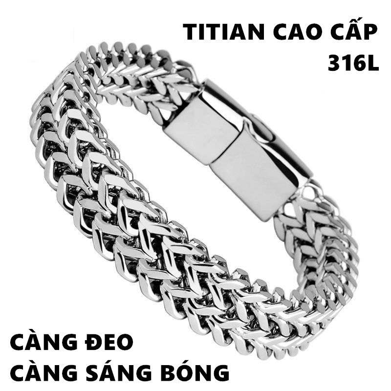 [Hàng đẹp] Vòng đeo tay/lắc tay nam dây xích bằng thép titan 316L cao cấp khóa cài nam châm đảm bảo chất lượng tuyệt đối