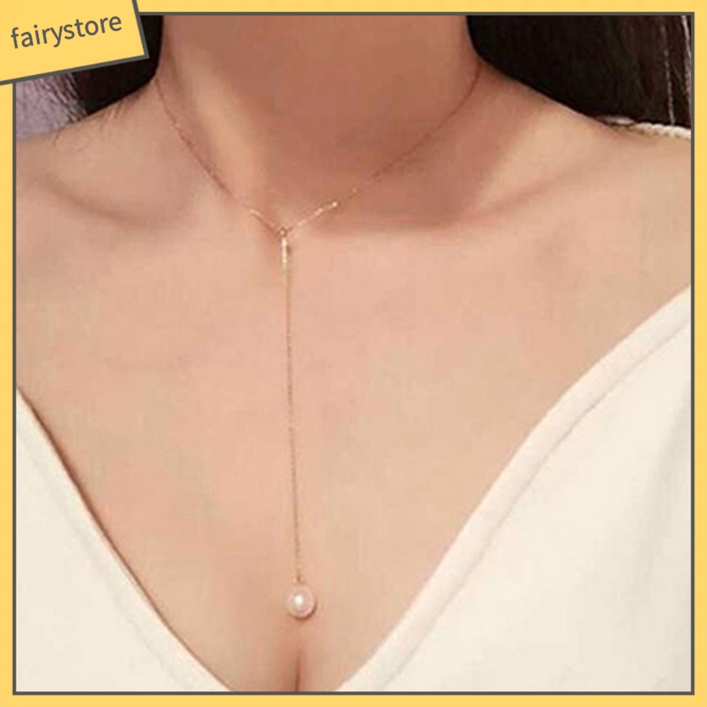 Dây Chuyền Hợp Kim Dáng Dài Đính Ngọc Trai Nhân Tạo Xinh Xắn Cho Nữ