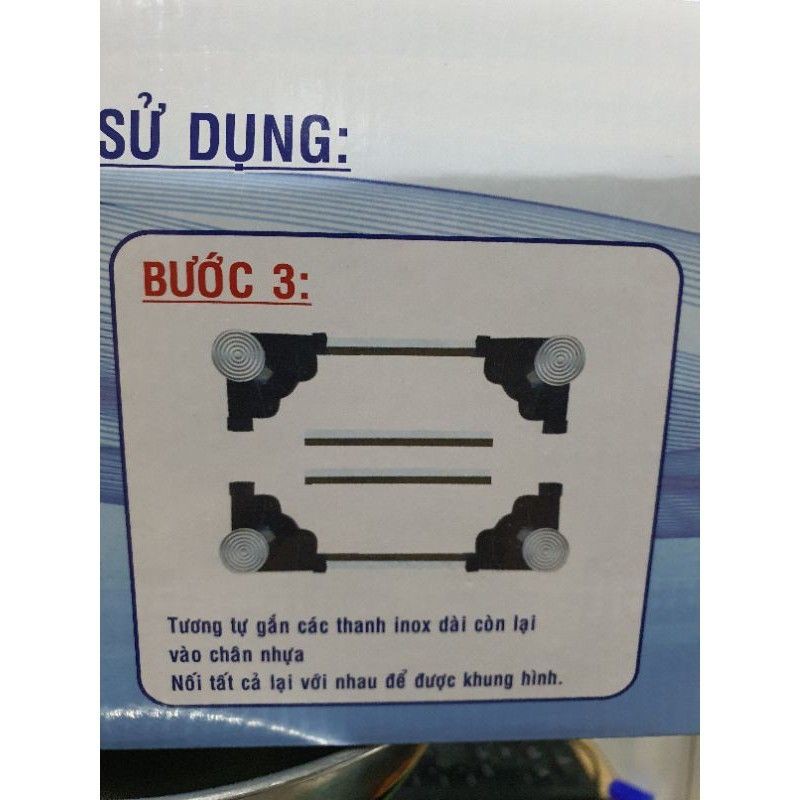 Chân kệ máy giặt tủ lạnh cao cấp trụ Inox