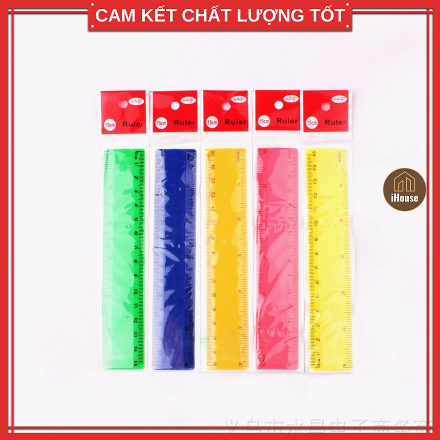 Thước kẻ học sinh 20cm, Bộ thước kẻ học sinh dẻo 15cm 30cm 50cm màu trắng xanh đỏ vàng