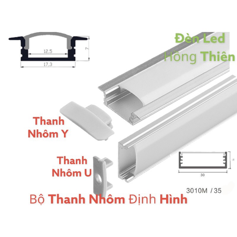 Bộ Thanh Nhôm Định Hình Dùng Cho Led Thanh, Led Dán Dài 1 Mét