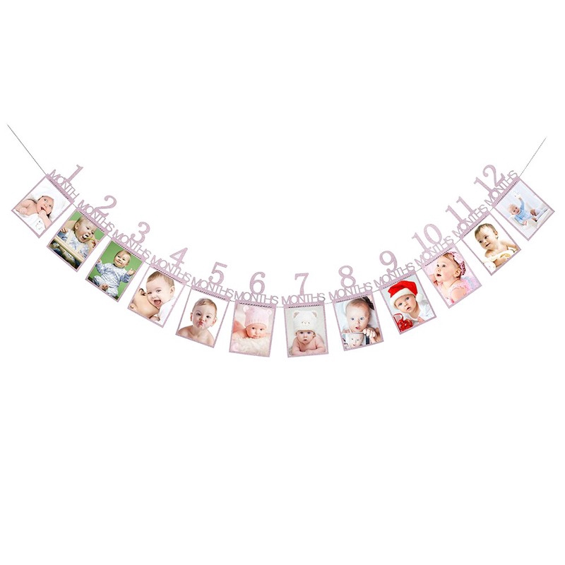 1 set Dây Treo Ảnh 12 Tháng Trang Trí Tiệc Sinh Nhật