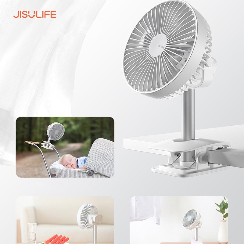 Quạt mini kẹp xe đẩy, kẹp để bàn văn phòng Jisulife F7B, xoay 360 độ hoạt động 12 tiếng,BH 12 tháng chính hãng | BigBuy360 - bigbuy360.vn