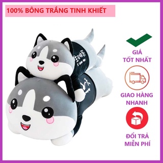 Gấu Bông Mèo Husky Mắt Tròn Đáng Yêu, Gối Ôm Hình Thú Bông Gòn Cao Cấp, Quà tặng ý nghĩa cho bé