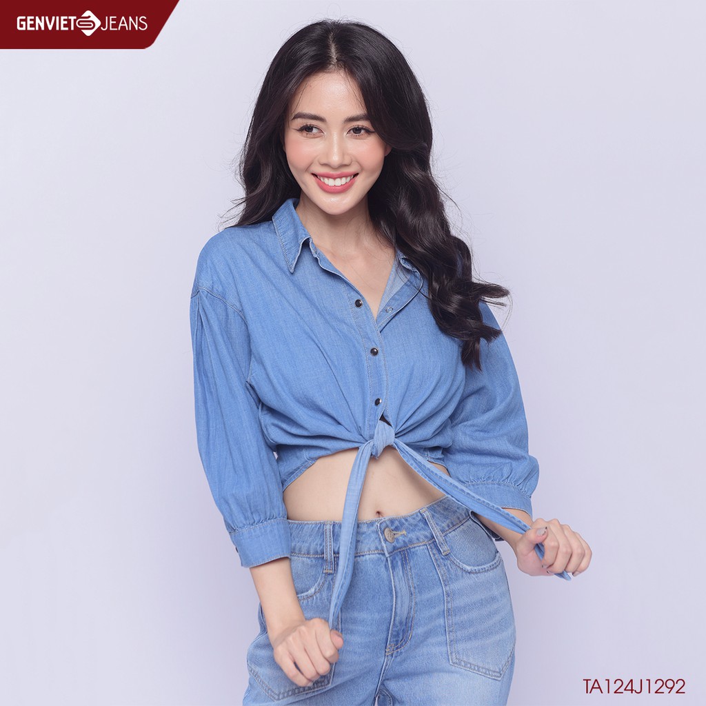 Áo somi nữ dài tay TA124J1292 GENVIET