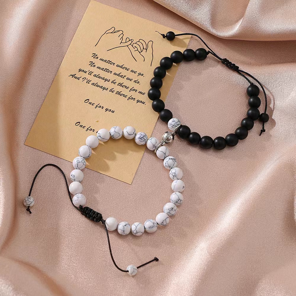 [Cois N] Set 2 Vòng Tay Chuỗi Hạt Từ Tính Quyến Rũ Thích Hợp Làm Quà Valentine Cho Cặp Đôi