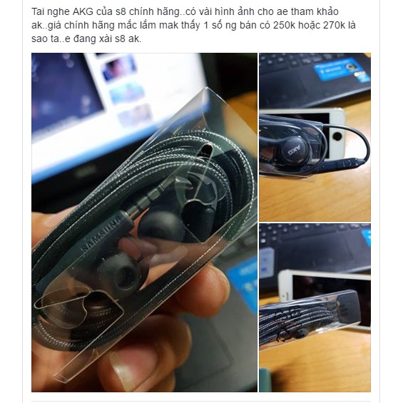 Tai Nghe Samsung S8 A.K.G Made in VietNam - Kèm Bộ Núm - S8