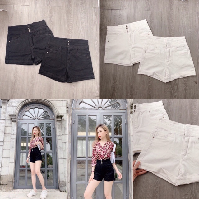Quần sort Jean lưng 3 nút siêu cao qua rốn tôn dáng