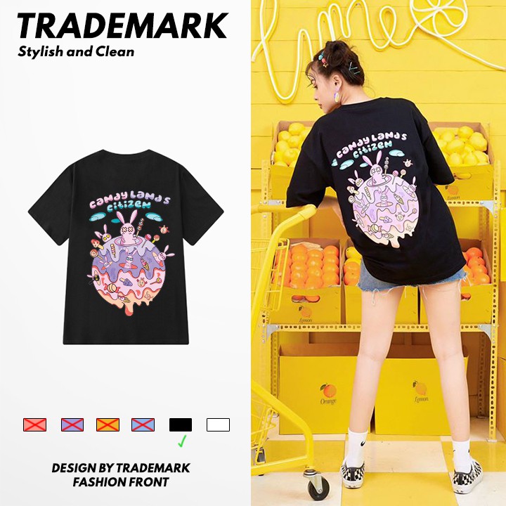 Áo Thun Unisex Tay Lỡ CandyLand CityZen, Áo phông đen trắng nam nữ form rộng