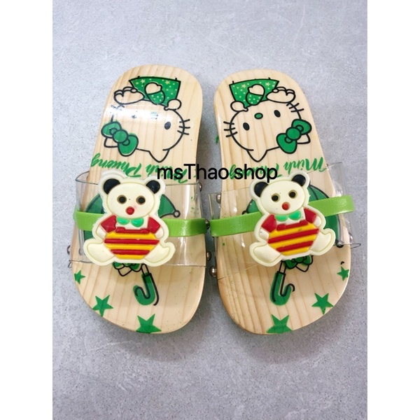 Guốc gỗ/ dép lê quai ngang Kitty bé gái từ 3-5tuổi cao 2cm