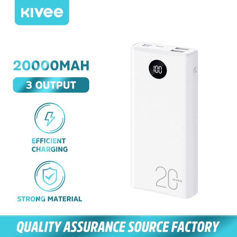 Sạc dự phòng Kivee PT211P 20000mAh siêu bền bảo hành 6 tháng với 5 cổng vào ra + màn hình hiển thị thông minh