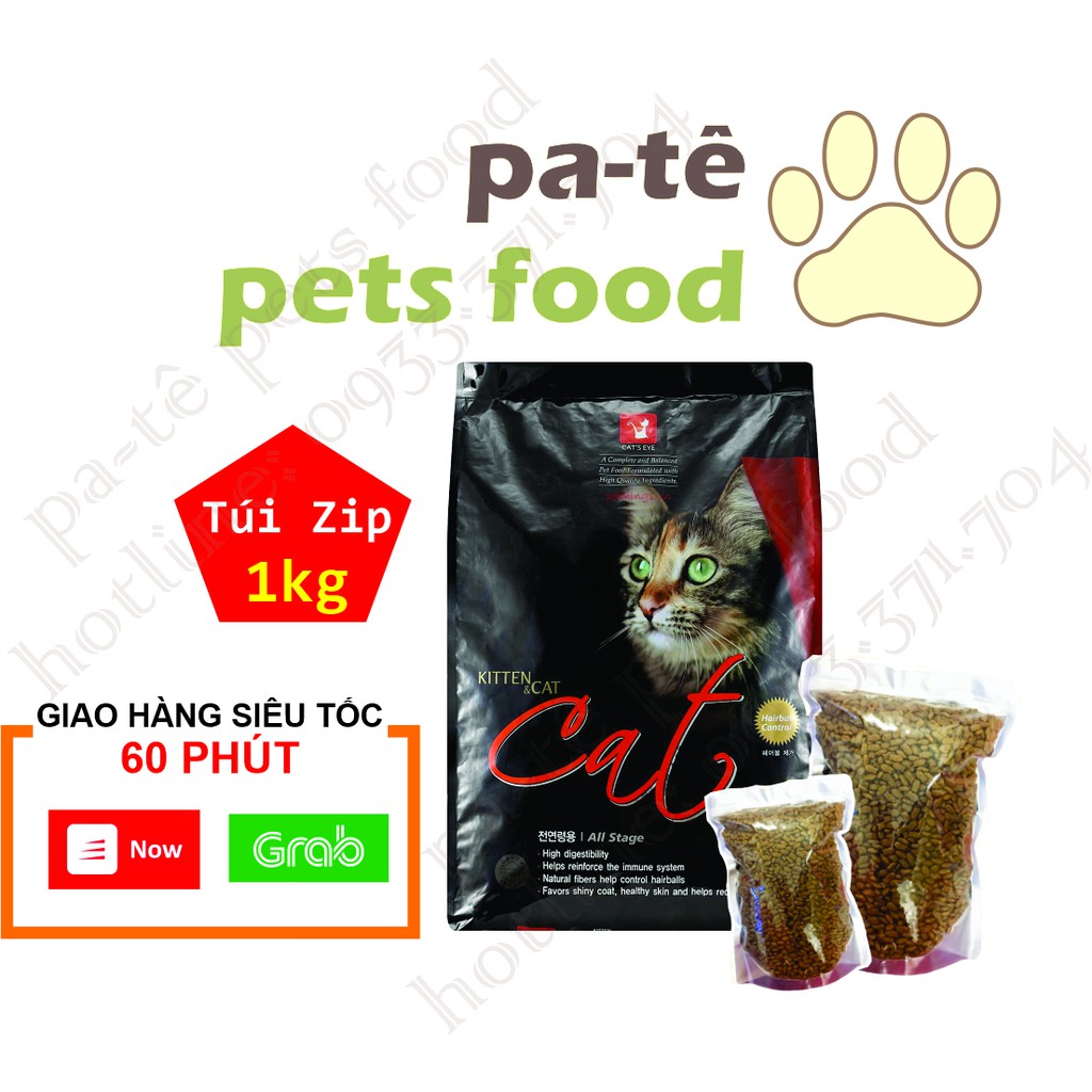 Thức ăn  cho mèo Hạt Cat's Eye TÚI Zip 1kg - Xuất xứ Hàn Quốc - HÀNG CHÍNH HÃNG
