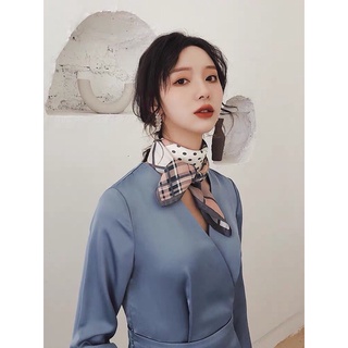 Khăn lụa vuông kẻ ô size 70*70cm