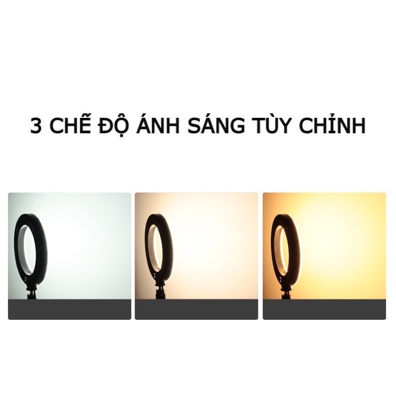 Đèn livestream để bàn, tích hợp giá đỡ kẹp 2 điện thoại, kiêm đèn led 3 chế độ màu quay video bán hàng, chụp ảnh