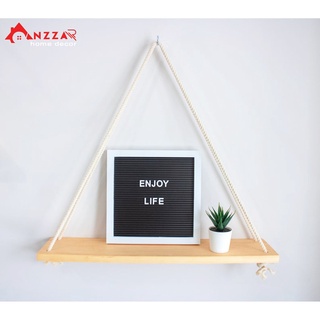 Kệ gỗ treo tường dây thừng, kệ trang trí Anzzar, decor phòng ngủ, phòng khách 1 TẦNG KỆ. KÍCH THƯỚC 10X30cm