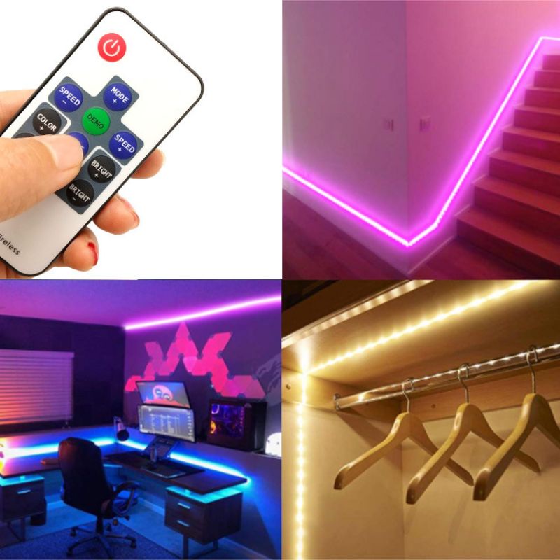 Bộ điều khiển kèm remote RF dùng cho led dây, neon, thanh led điện áp 5-24V RGB