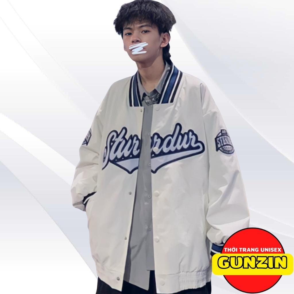 Áo khoác bomber dù 2 lớp phối tay unisex STURDUR form rộng chất dù cao cấp nam nữ đều phù hợp GUNZIN