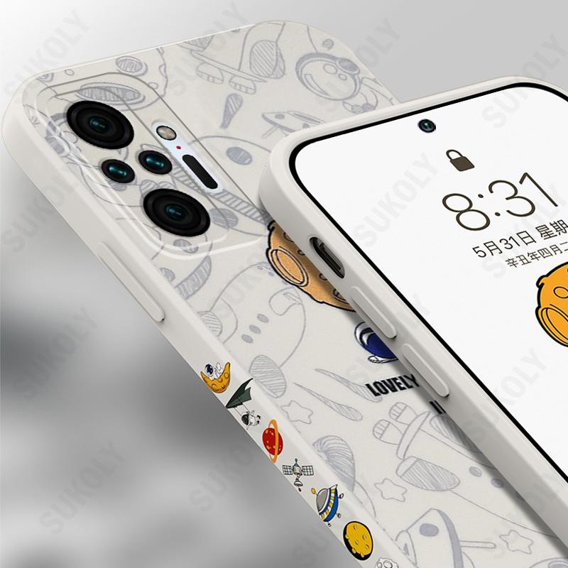 ốp lưng Phi hành gia với điện thoại mẫu bên Vỏ tương thích Cho Xiaomi 10 10s 10pro 11 11pro Redmi Note 11 pro 11s 10 Pro 9s 9 8 7S 7 Pro Redmi 8 9 9A 9C 9t 10 Vỏ đầy đủ silicone mềm vuông case