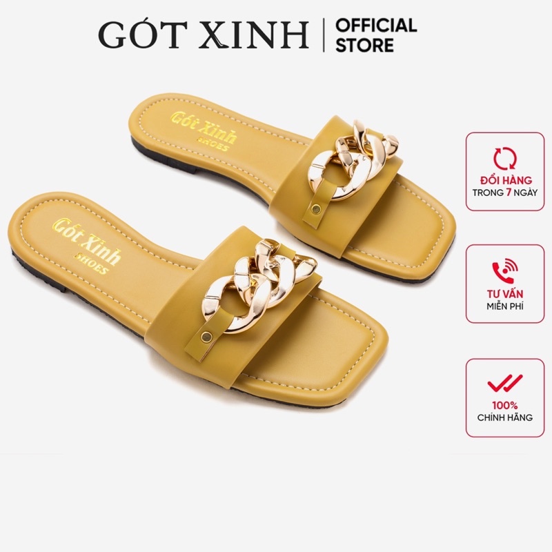 Dép nữ GÓT XINH D22 đế bệt quai xích siêu xinh