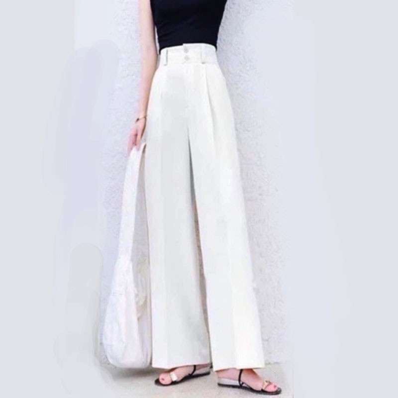 Quần Culottes Ống rộng cạp cao hai cúc