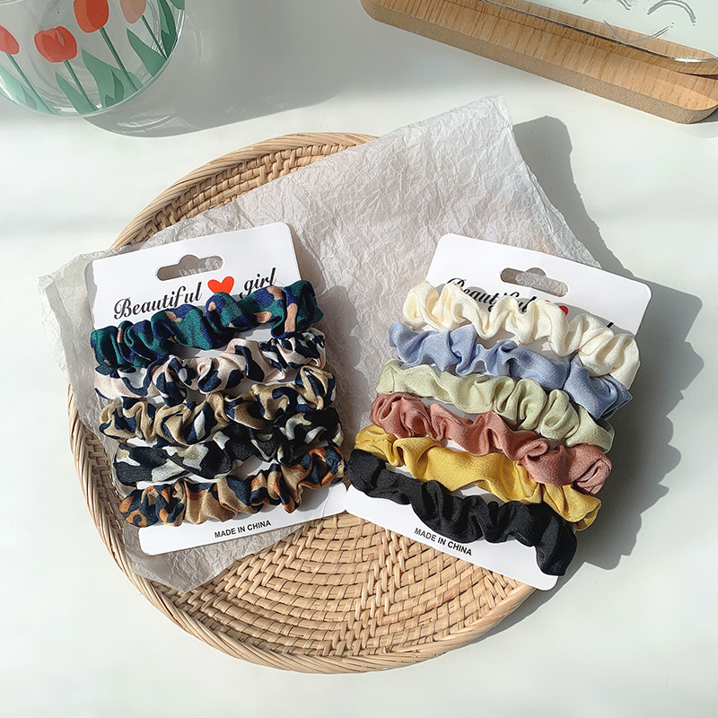 Bộ 6 dây buộc tóc bằng nhung co giãn kiểu dáng thời trang cho nữ