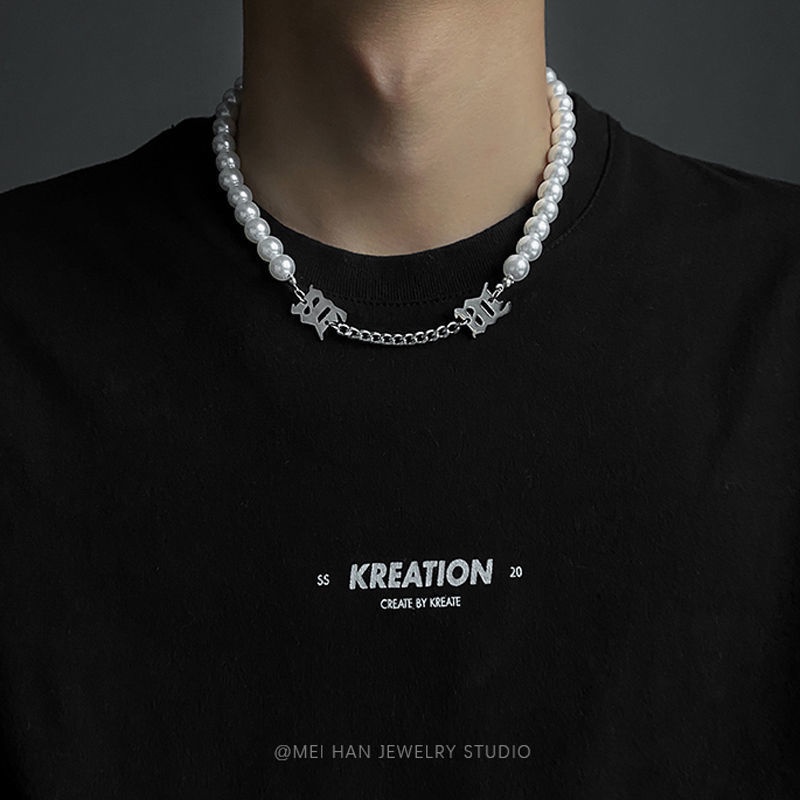 Dây chuyền Nam Bạc Đẹp Unisex Cá Tính Ngầu Thời Trang Nam Basic Pearl Lucifer Store Vòng Titan không gỉ- Vòng cổ Pearl