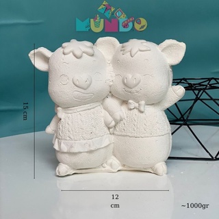 Tượng tô màu (có màu cọ) cao cấp chọn mẫu SIZE XXL HEO SONG SINH, tượng thạch cao MUNDO