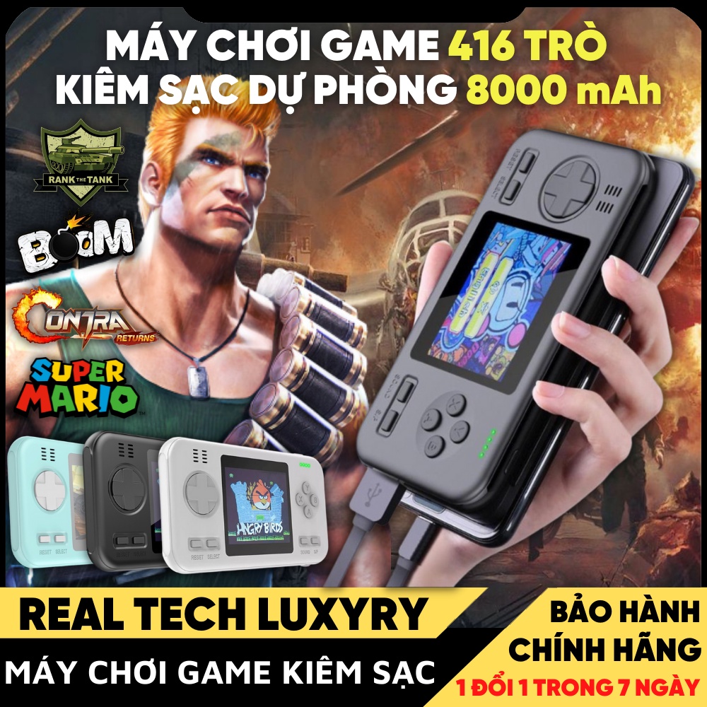 Máy chơi game 416 game kiêm sạc dự phòng 8000 mAh - Sạc dự phòng kiêm máy chơi game 416 trò nhỏ gọn, tiện lợi , đa năng