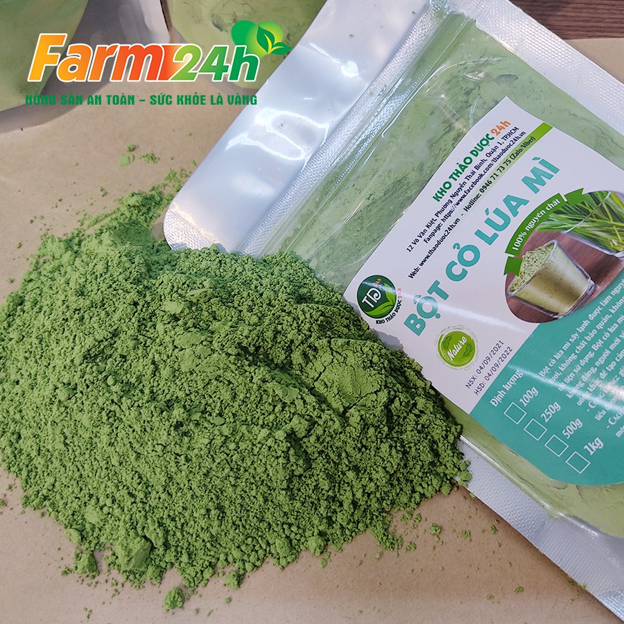 [250g] Bột cỏ lúa mì sấy khô nguyên chất 100%, làm đẹp, dưỡng da, giảm cân, detox cơ thể, hàng loại 1 I Farm 24h