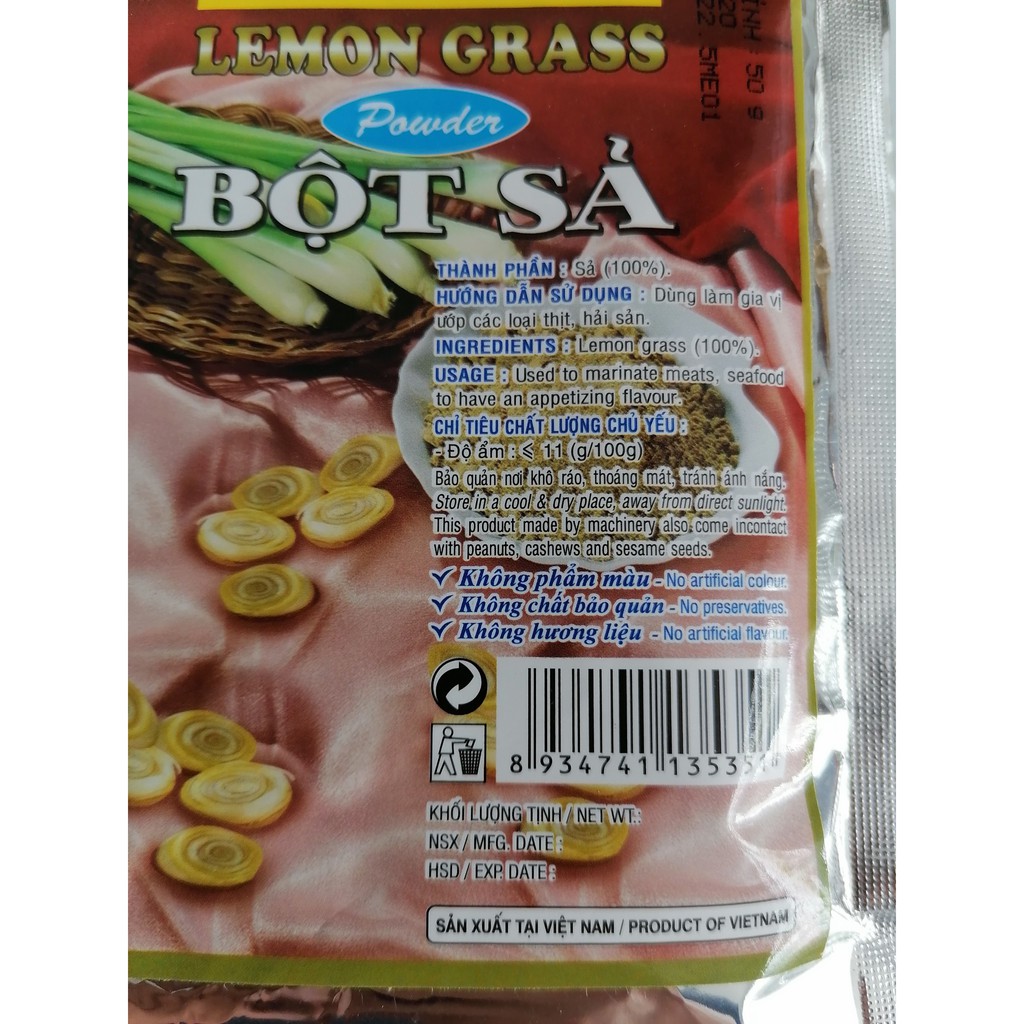 [50g – Gói] Bột sả [VN] VIANCO Lemongrass Powder (btn-hk)
