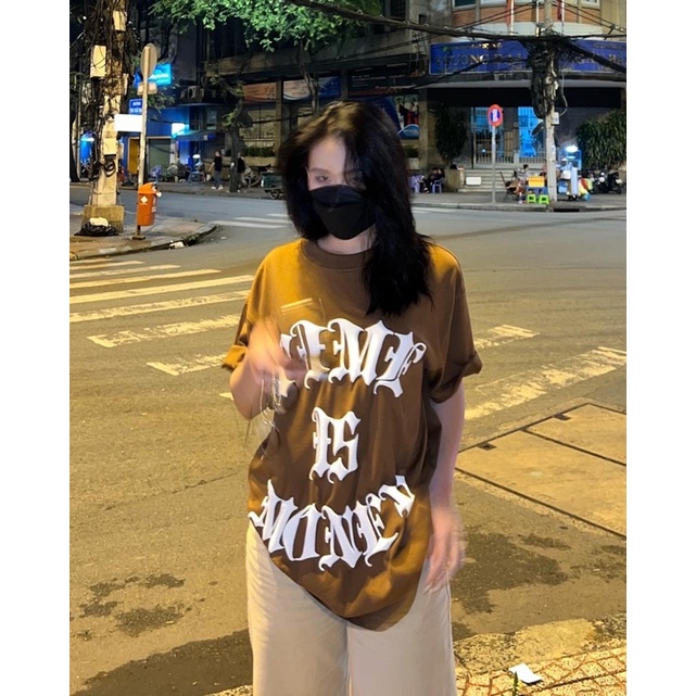 Áo thun tay lỡ 194SHOP vải coton dày dặn, co dãn, form rộng -  TIME IS MONEY