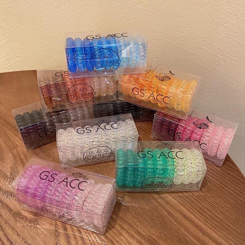 1 dây thun  cột buộc tóc tóc lò xo màu hồng